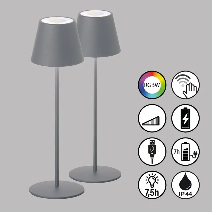 FHL easy Cosenza Tafellamp 2 Set LED Grijs, 1-licht, Kleurwisselaar Uitverkoop