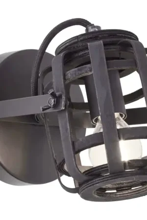 Brilliant Woodrow Muurlamp Zwart, 1-licht Finale Uitverkoop