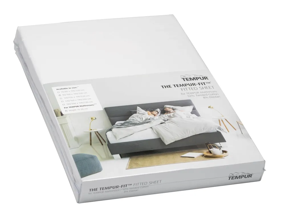 TEMPUR FIT Stretch jersey hoeslaken 140/160 x 190/200 cm Wit Speciale Aanbieding