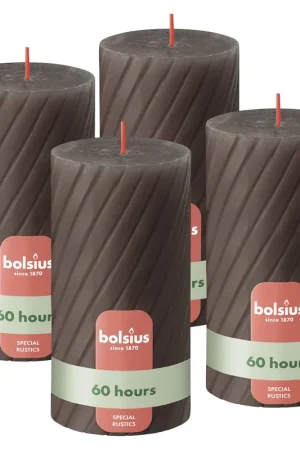 Bolsius stompkaars Rustiek gedraaid (Ø6,8x13 cm) (set van 4) Express Levering