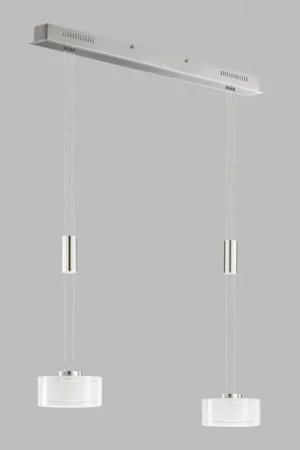 Dagaanbieding Fischer & Honsel Lavin Hanglamp LED Nikkel mat, 2-lichts