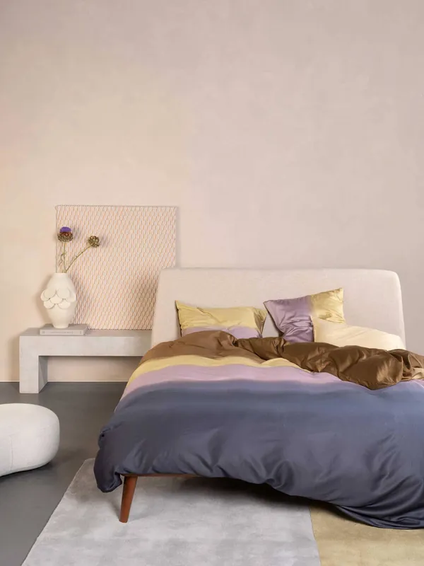 Exclusieve Aanbieding Essenza katoen-satijnen gestreepte lits-jumeaux dekbedovertrek 260x200 cm - leigebruin