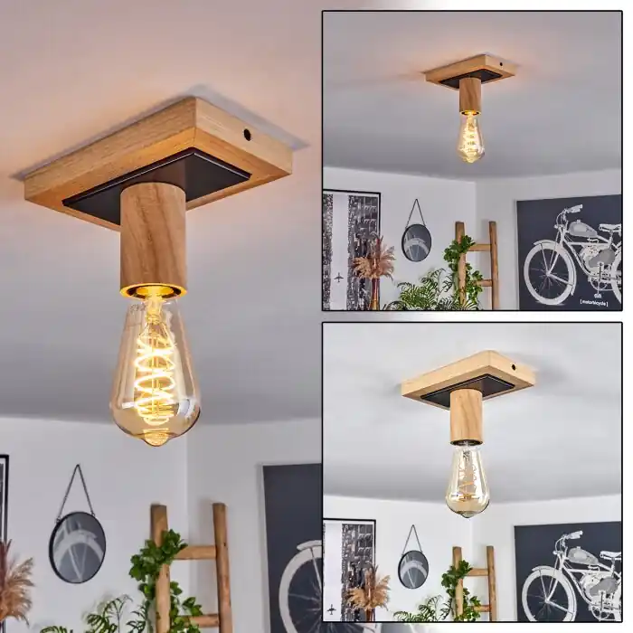Actieprijs Represita Plafondlamp Natuurlijke kleuren, Zwart, 1-licht