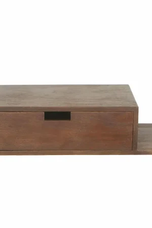 Giga Meubel Nachtkastje Niek - Zwevend Donkerbruin Plankje Rechts - 65cm Alleen Vandaag