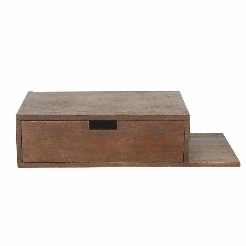 Giga Meubel Nachtkastje Niek - Zwevend Donkerbruin Plankje Rechts - 65cm Alleen Vandaag