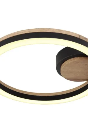 Actieprijs Globo BEATRIX Plafondlamp LED houtlook, Zwart, 1-licht