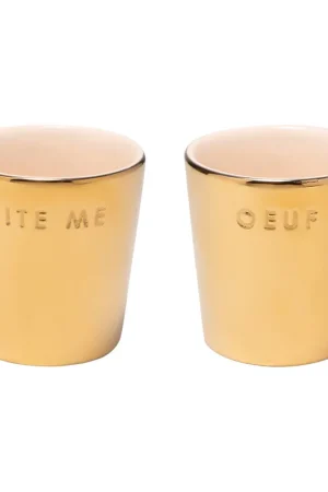 Vondels eierdopjes crème/goud Gratis Retour