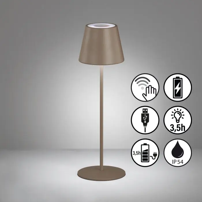 Veilige Betaling FHL easy Cosenza Tafellamp LED Bruin, Grijs, 1-licht, Kleurwisselaar