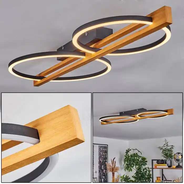 Carcano Plafondlamp LED Bruin, Zwart, 2-lichts Actieprijs