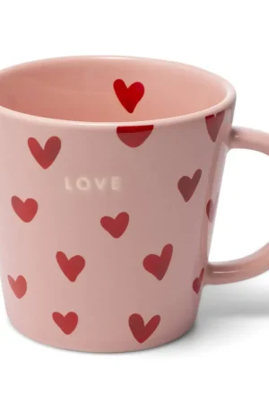 Favoriet Vondels theemok hearts LOVE pink (350 ml)