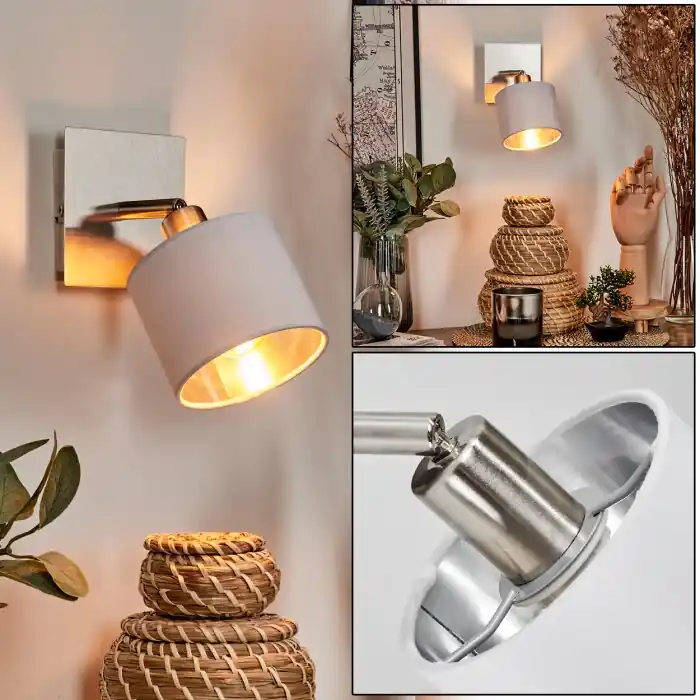 Korting Tibro Plafondlamp Nikkel mat, Wit, 1-licht