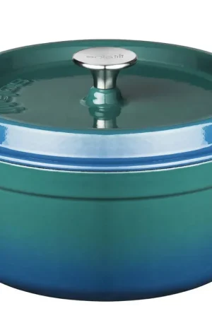 Koop Vandaag Sola Braadpan met deksel - Blauw - ø 24 cm / 3.5 Liter - geëmailleerde anti-aanbaklaag