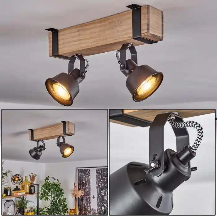 Bestel Nu Safari Plafondlamp Natuurlijke kleuren, Zwart, 2-lichts
