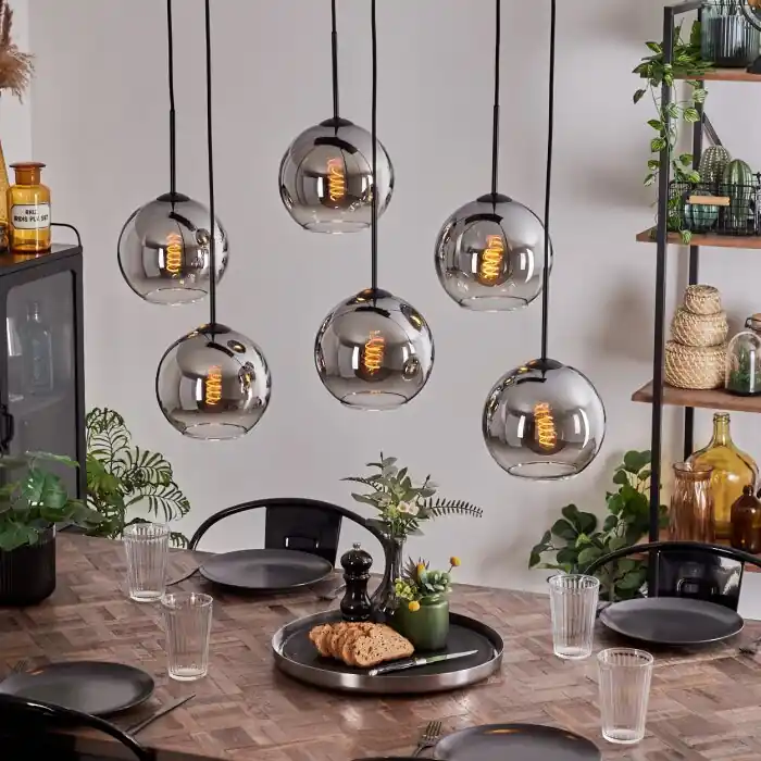 Koyoto Hanger - Glas Chroom, Duidelijk, Rookkleurig, 6-lichts Direct Beschikbaar