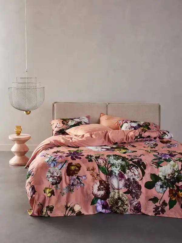 Meest Verkocht Essenza katoen-satijnen gebloemd 2-persoons dekbedovertrek 200x200 cm - roze