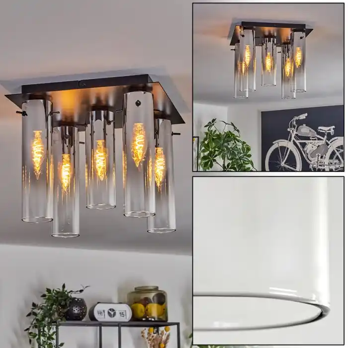 Superprijs Caimitte Plafondlamp Zwart, 5-lichts