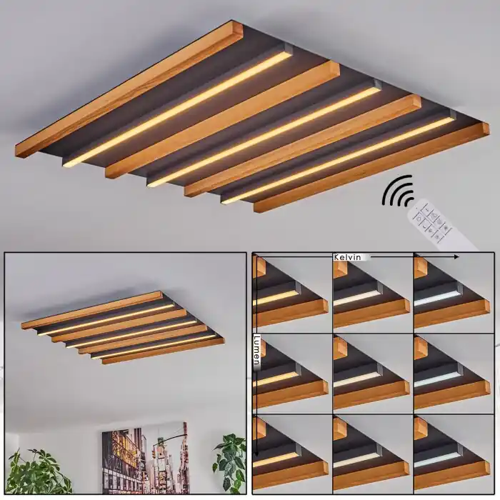 Actieprijs Favorina Plafondpaneel LED Natuurlijke kleuren, Zwart, 1-licht, Afstandsbediening