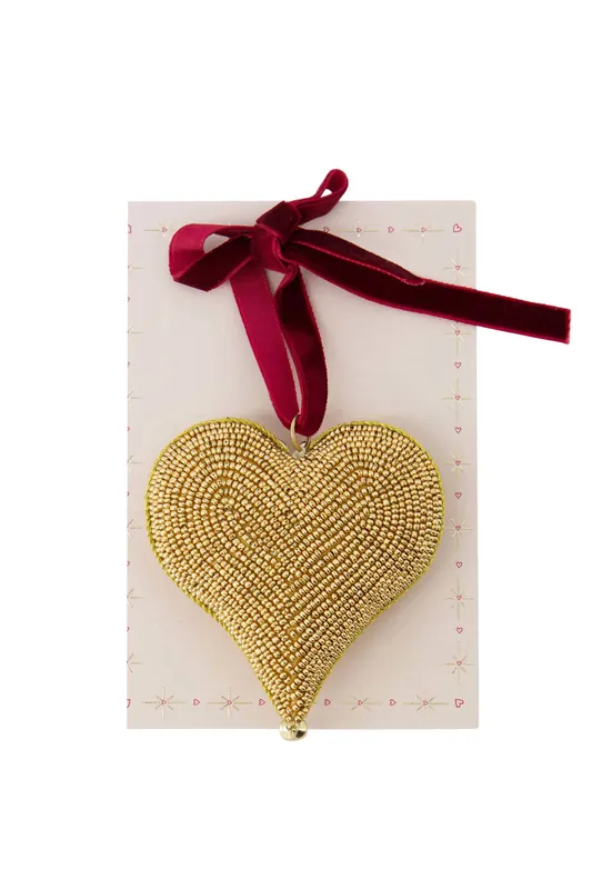 Bestel Nu Zusss kersthanger hartje - kralen - goud