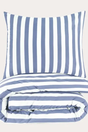 Bestel Nu NOUS Kids katoenen gestreepte kinderdekbedovertrek 120x150 cm - blauw