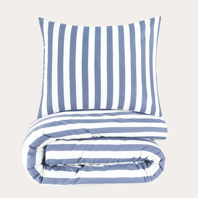 Bestel Nu NOUS Kids katoenen gestreepte kinderdekbedovertrek 120x150 cm - blauw