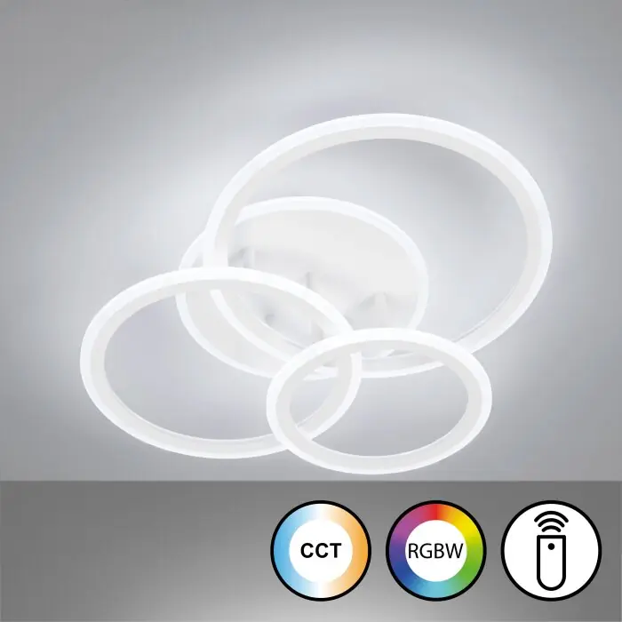 Voordeelprijs Fischer & Honsel Gelder Plafondlamp LED Wit, 1-licht, Afstandsbediening, Kleurwisselaar