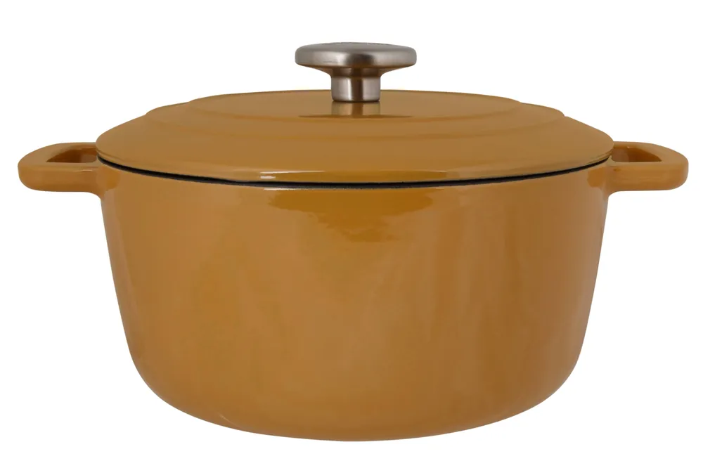 Cosy & Trendy Braadpan met deksel Fontestic Gietijzer Amber Gold Ø 24 cm / 4.6 Liter - geëmailleerde anti-aanbaklaag Rechtstreeks Van De Fabrikant