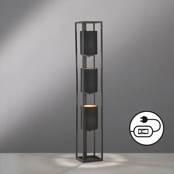 Tijdelijk Beschikbaar Fischer & Honsel Spenzer Staande lamp Zwart, 3-lichts