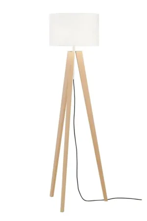 Fischer & Honsel SHINE-WOOD Staande lamp Bruin, Nikkel mat, 3-lichts Beperkte Voorraad