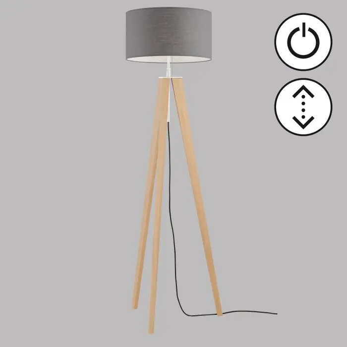 Fischer & Honsel SHINE-WOOD Staande lamp Bruin, Nikkel mat, 3-lichts Gecertificeerd