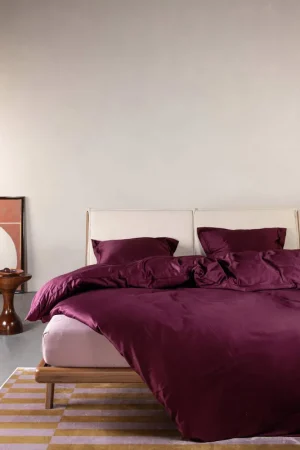 Actieprijs Essenza katoenen 1-persoons dekbedovertrek 140x200 cm - mauve wine