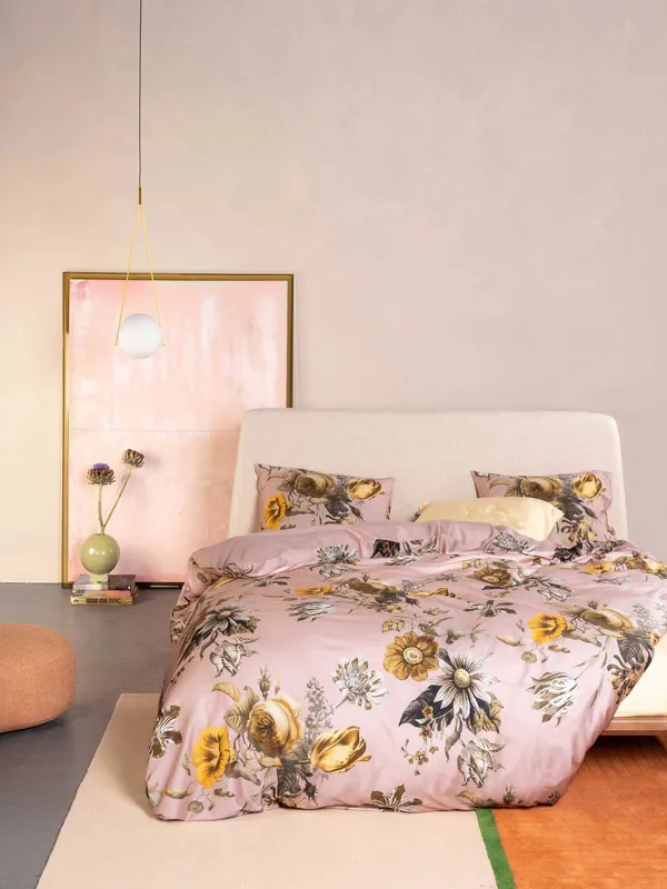 Essenza katoen-satijnen gebloemd lits-jumeaux dekbedovertrek 240x200 cm - blush roze Flitsaanbieding