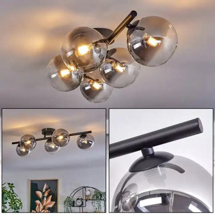 Fabrieksprijs Chehalis Plafondlamp Duidelijk, Rookkleurig, 5-lichts