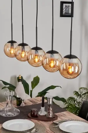 Aanbieding Gastor Hanger - Glas Amber, 5-lichts