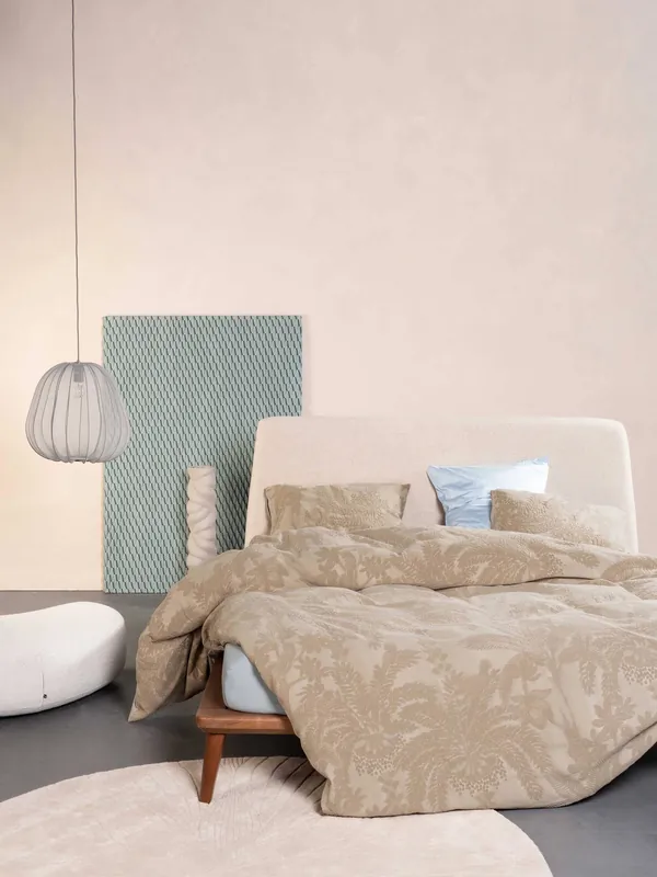 Essenza katoenen gebloemd lits-jumeaux dekbedovertrek 260x200 cm - taupe Rechtstreeks Van De Fabrikant