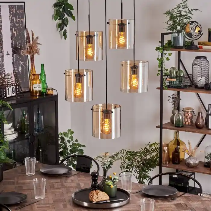 Parane Hanger - Glas Amber, 5-lichts Bestseller