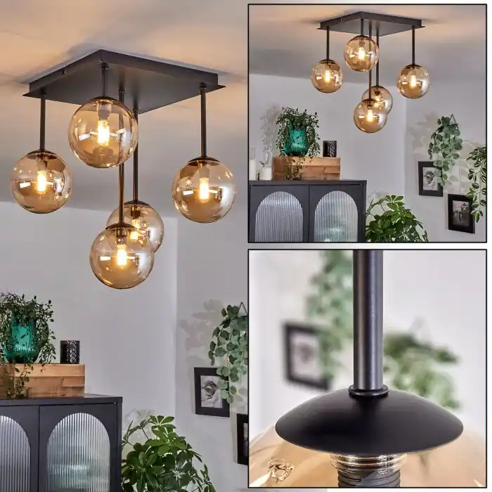Chehalis Plafondlamp - Glas Amber, 5-lichts Bestel Nu