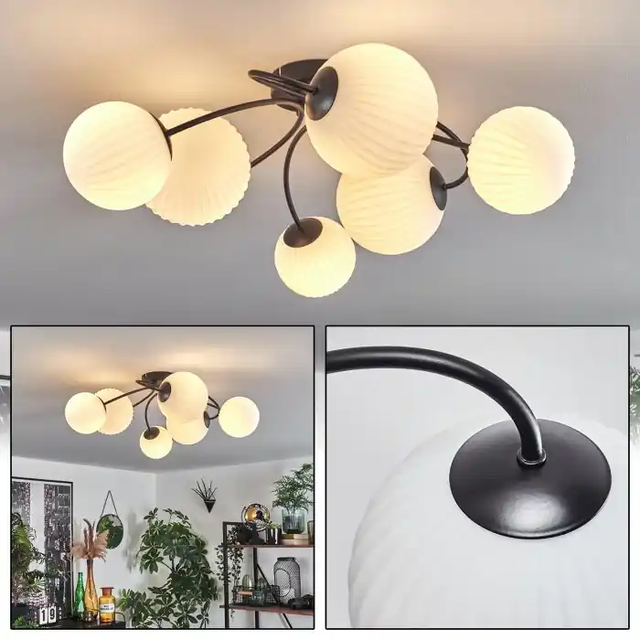 Must-Have Chehalis Plafondlamp - Glas Zwart, 6-lichts