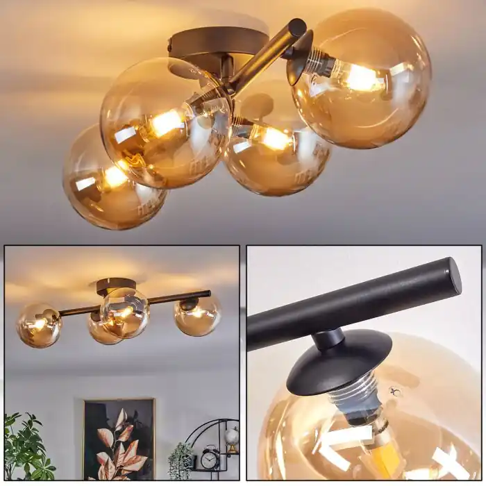 Laatste Versie Chehalis Plafondlamp - Glas Amber, 4-lichts