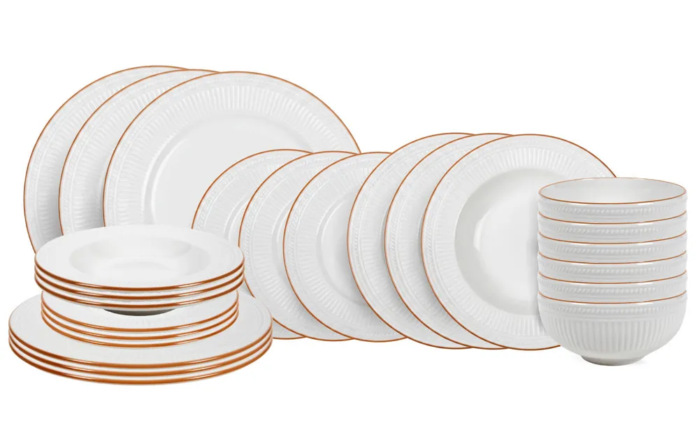 Cookinglife Serviesset Stratton 24-delig / 6 personen - 6 dinerborden, 6 ontbijtborden, 6 diepe borden en 6 kommen Gereduceerde Prijs
