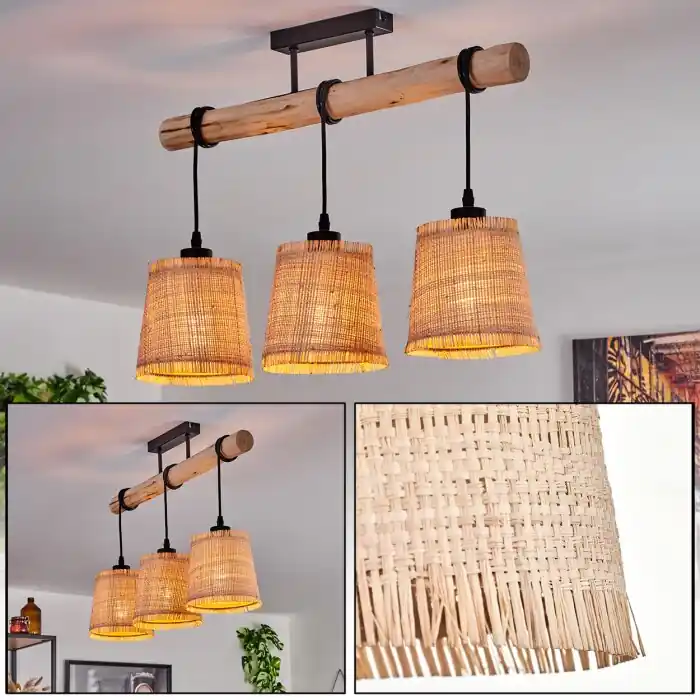 Snelle Levering Soungou Plafondlamp Natuurlijke kleuren, Zwart, 3-lichts