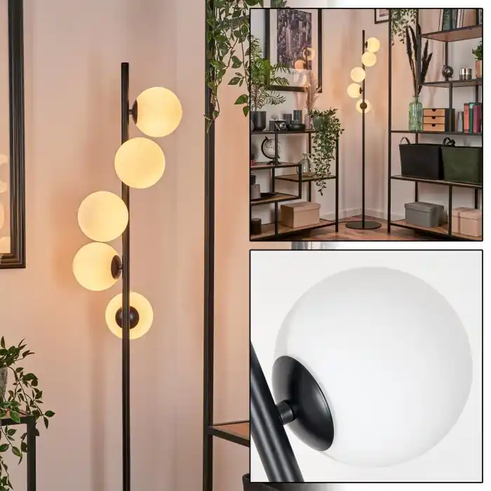 Betaalbaar Remaisnil Staande lamp - Glas Wit, 5-lichts
