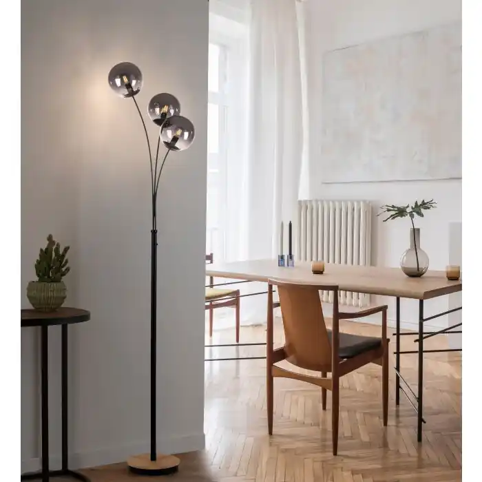 Leuchten-Direkt GREEN WIDOW Staande lamp Natuurlijke kleuren, Zwart, 3-lichts Direct Beschikbaar