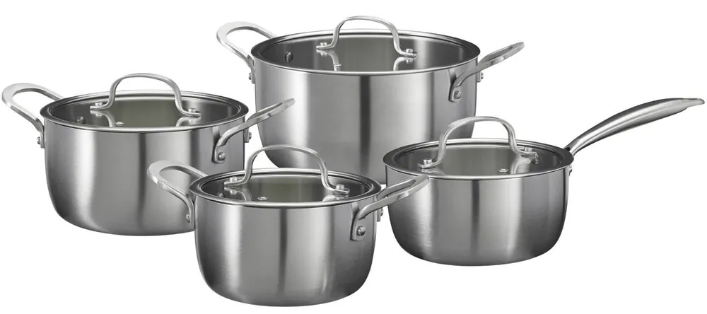 Snelle Levering Cookinglife Pannenset Signature Steel 4-Delig RVS - Kookpan ø 16, 20 en 24 cm en Steelpan ø 17.5 cm - geschikt voor alle warmtebronnen