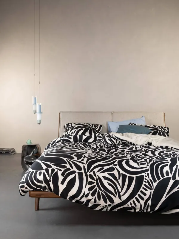 Weekendaanbieding Essenza katoen-satijnen lits-jumeaux dekbedovertrek met print 240x200 cm - antraciet