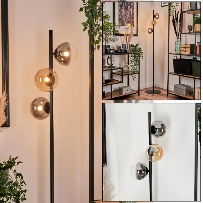 Gratis Retour Remaisnil Staande lamp - Glas 12 cm Amber, Duidelijk, Rookkleurig, 3-lichts