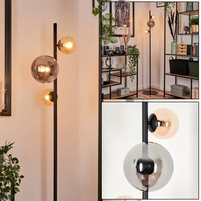 Remaisnil Staande lamp - Glas 10 cm, 15 cm Amber, Rookkleurig, 3-lichts Aanbieding