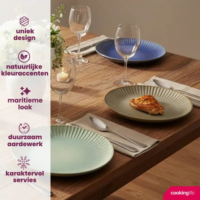Koopje Cookinglife Ontbijtborden / Dessertborden Aqua Maris ø 21 cm - 6 Stuks