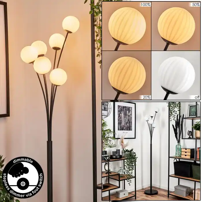 Superprijs Bernado Staande lamp - Glas 10 cm Wit, 6-lichts