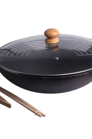 Cookinglife Wokpan met deksel & kookgerei ø 36 cm / 6.5 Liter - standaard anti-aanbaklaag Op = Op