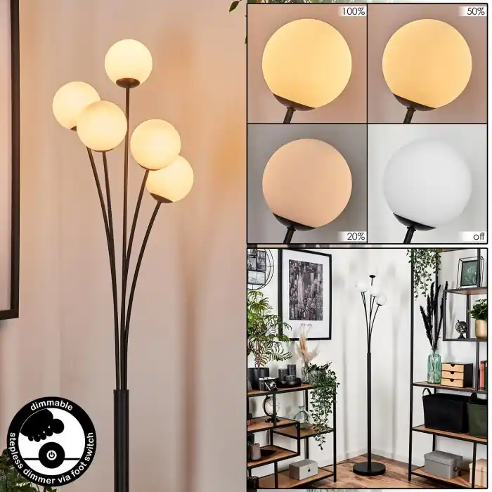 Must-Have Bernado Staande lamp - Glas 10 cm Wit, 5-lichts
